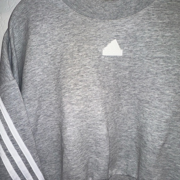 Gray Adidas Women's Cropped Sweater - Picture 3 of 4